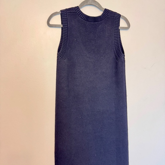ZARA Long Knit Sleeveless Navy Midi Length Dress - Picture 8 of 12
